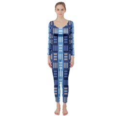 Textile Structure Texture Grid Long Sleeve Catsuit by Nexatart