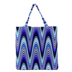 Waves Wavy Blue Pale Cobalt Navy Grocery Tote Bag by Nexatart
