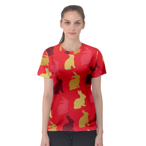 Hare Easter Pattern Animals Women s Sport Mesh Tee by Amaryn4rt