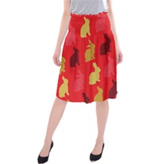 Hare Easter Pattern Animals Midi Beach Skirt by Amaryn4rt