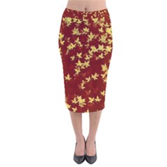 Background Design Leaves Pattern Velvet Midi Pencil Skirt by Amaryn4rt