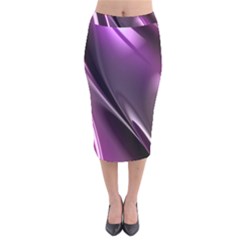 Purple Fractal Mathematics Abstract Velvet Midi Pencil Skirt by Amaryn4rt