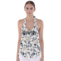 Geometric Triangle Modern Mosaic Babydoll Tankini Top by Amaryn4rt