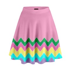 Easter Chevron Pattern Stripes High Waist Skirt by Amaryn4rt
