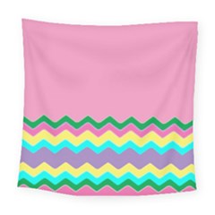 Easter Chevron Pattern Stripes Square Tapestry (large) by Amaryn4rt