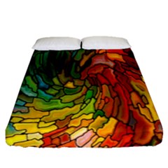 Stained Glass Patterns Colorful Fitted Sheet (queen Size) by Amaryn4rt