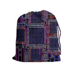 Technology Circuit Board Layout Pattern Drawstring Pouches (extra Large) by Amaryn4rt