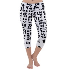 Anchor Puzzle Booklet Pages All Black Capri Yoga Leggings by Simbadda