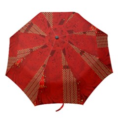 Computer Texture Red Motherboard Circuit Folding Umbrellas by Simbadda