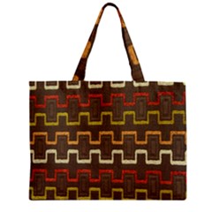 Fabric Texture Vintage Retro 70s Zig Zag Pattern Zipper Mini Tote Bag by Simbadda