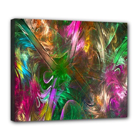 Fractal Texture Abstract Messy Light Color Swirl Bright Deluxe Canvas 24  X 20   by Simbadda