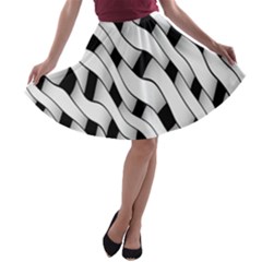 Black And White Pattern A-line Skater Skirt by Simbadda