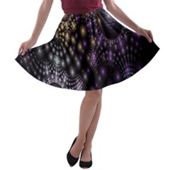 Fractal Patterns Dark Circles A-line Skater Skirt by Simbadda