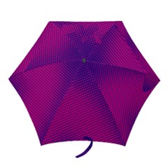 Retro Halftone Pink On Blue Mini Folding Umbrellas by Simbadda