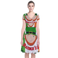 St  Patricks Day  Short Sleeve Front Wrap Dress by Valentinaart