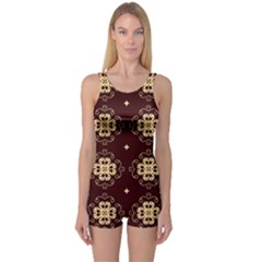 Seamless Ornament Symmetry Lines One Piece Boyleg Swimsuit by Simbadda