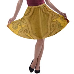 Vintage Scrapbook Old Ancient Retro Pattern A-line Skater Skirt by Simbadda