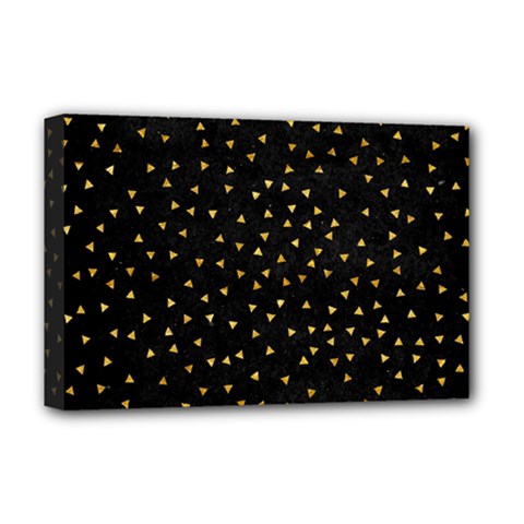 Grunge Retro Pattern Black Triangles Deluxe Canvas 18  X 12   by Simbadda