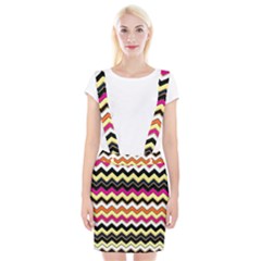 Colorful Chevron Pattern Stripes Pattern Suspender Skirt by Simbadda