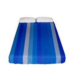 Color Stripes Blue White Pattern Fitted Sheet (full/ Double Size) by Simbadda