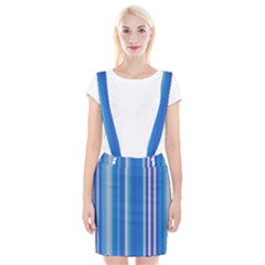 Color Stripes Blue White Pattern Suspender Skirt by Simbadda