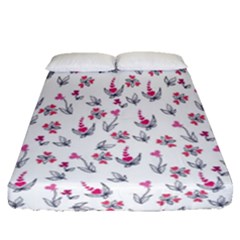 Heart Ornaments And Flowers Background In Vintage Style Fitted Sheet (queen Size) by TastefulDesigns