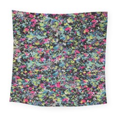 Neon Floral Print Silver Spandex Square Tapestry (large) by Simbadda