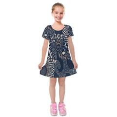 Patterns Dark Shape Surface Kids  Short Sleeve Velvet Dress by Simbadda