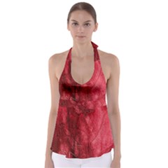 Red Background Texture Babydoll Tankini Top by Simbadda