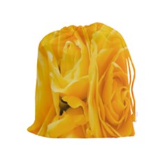 Yellow Neon Flowers Drawstring Pouches (extra Large) by Simbadda