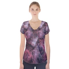 Carina Peach 4553 Short Sleeve Front Detail Top by SpaceShop