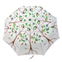 Tree Root Leaves Owls Green Brown Folding Umbrellas View1