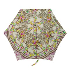 Peace Logo Floral Pattern Mini Folding Umbrellas by Simbadda