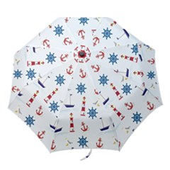 Seaside Nautical Themed Pattern Seamless Wallpaper Background Folding Umbrellas by Simbadda
