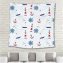 Seaside Nautical Themed Pattern Seamless Wallpaper Background Square Tapestry (Large) View2