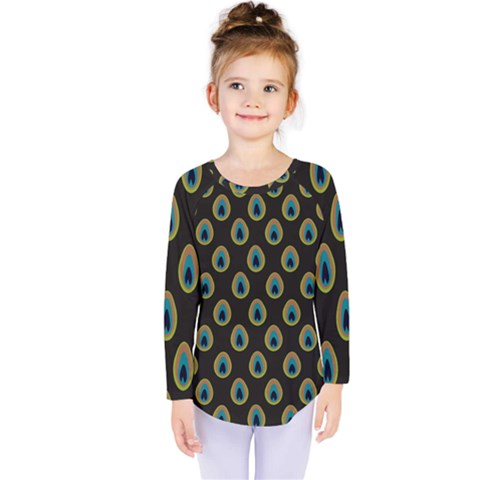 Peacock Inspired Background Kids  Long Sleeve Tee by Simbadda