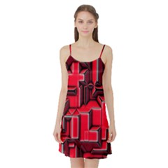 Background With Red Texture Blocks Satin Night Slip by Amaryn4rt