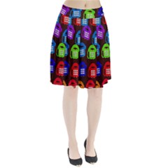 Grunge Telephone Background Pattern Pleated Skirt by Amaryn4rt