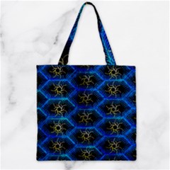 Blue Bee Hive Pattern Zipper Grocery Tote Bag by Amaryn4rt