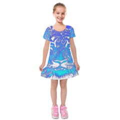 Background Fabric With Tiger Head Pattern Kids  Short Sleeve Velvet Dress by Amaryn4rt