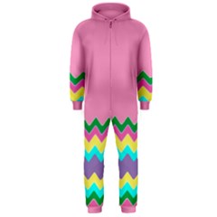 Easter Chevron Pattern Stripes Hooded Jumpsuit (men)  by Amaryn4rt