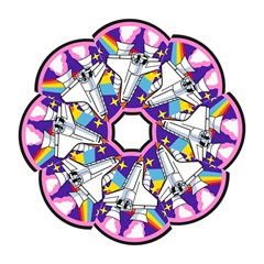 Badge Patch Pink Rainbow Rocket Hook Handle Umbrellas (medium) by Amaryn4rt