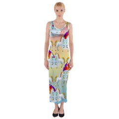 Rainbow Pony  Fitted Maxi Dress by Valentinaart