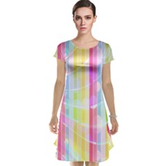 Colorful Abstract Stripes Circles And Waves Wallpaper Background Cap Sleeve Nightdress by Amaryn4rt
