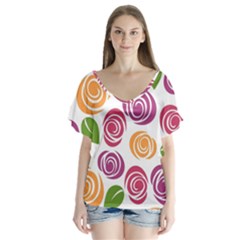 Colorful Seamless Floral Flowers Pattern Wallpaper Background Flutter Sleeve Top by Amaryn4rt