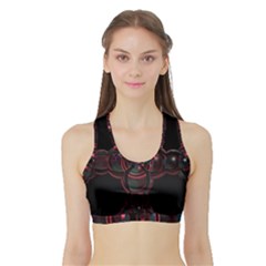 Fractal Red Cross On Black Background Sports Bra With Border by Amaryn4rt