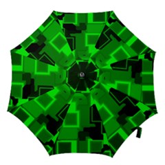 Green Cyber Glow Pattern Hook Handle Umbrellas (large) by Simbadda