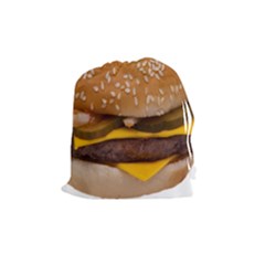 Cheeseburger On Sesame Seed Bun Drawstring Pouches (medium)  by Simbadda
