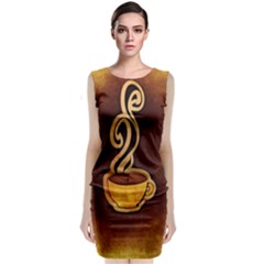 Coffee Drink Abstract Sleeveless Velvet Midi Dress by Simbadda