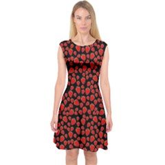 Strawberry  Pattern Capsleeve Midi Dress by Valentinaart